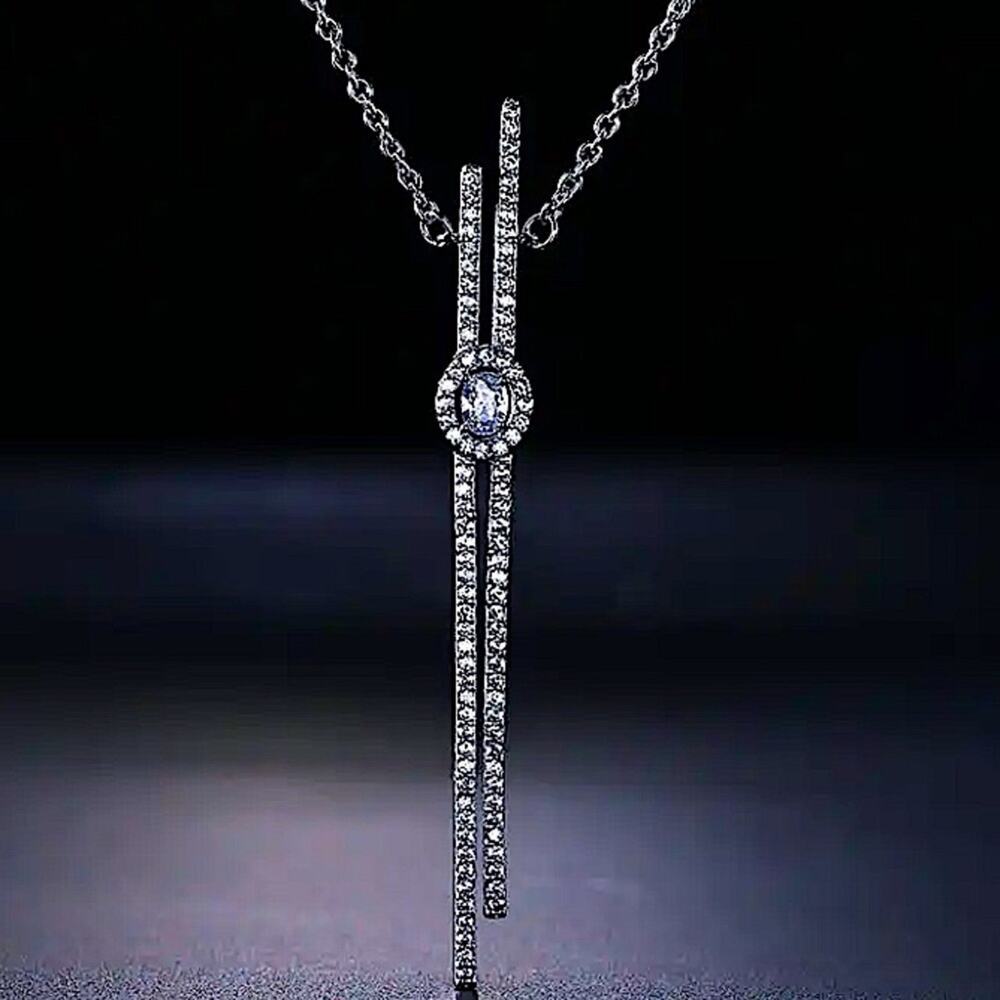 Steroids Silver Cubic Zircon Necklace Minimalist